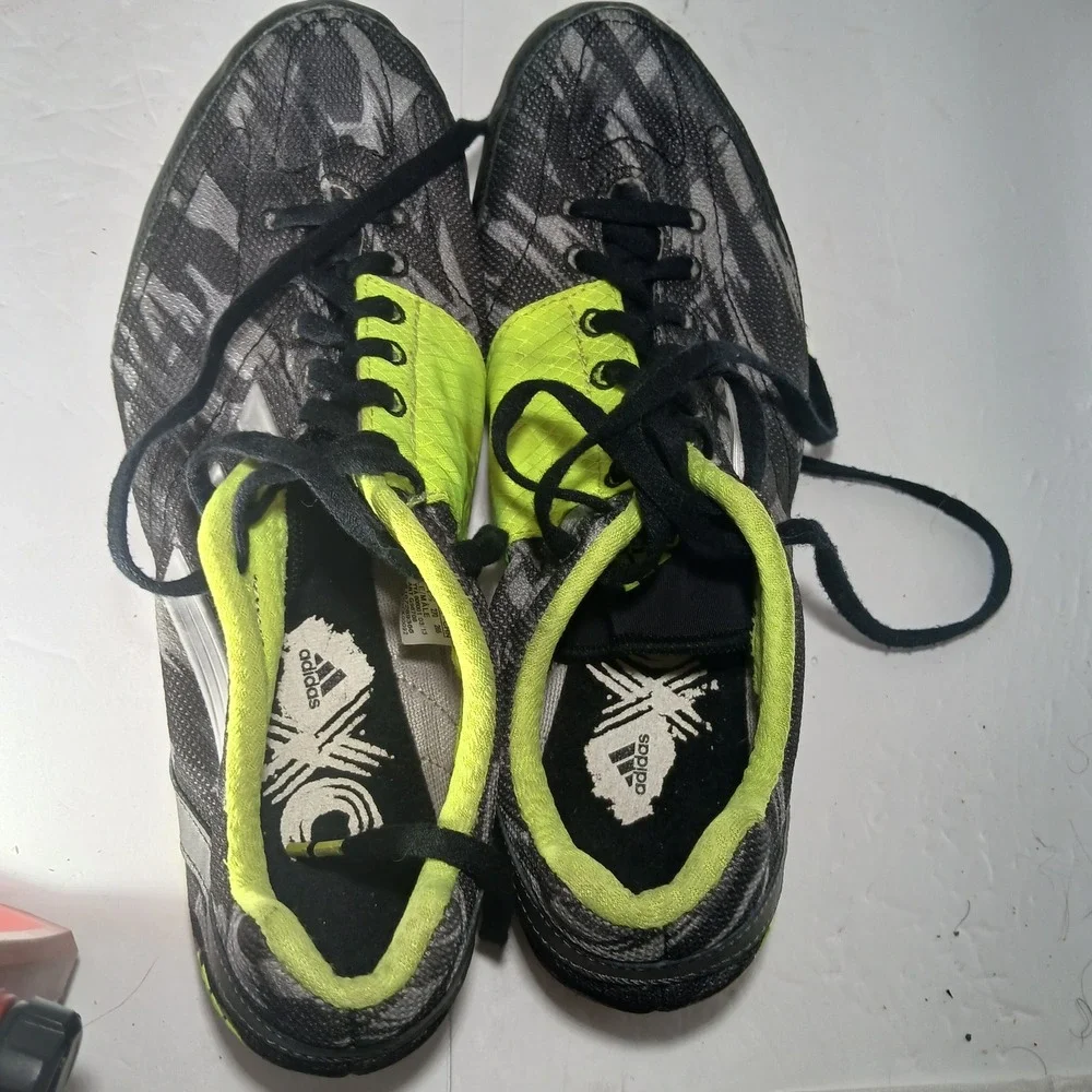 Adidas Adizero XC Spikes Mens 9 Grey Black Neon‎ Yellow Cross Country Racing